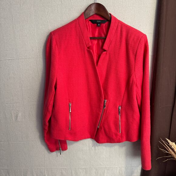 Mossimo Blazer Jacket Size 18 Red Cotton Zip Front Long Sleeve Business Wear - Picture 2 of 11